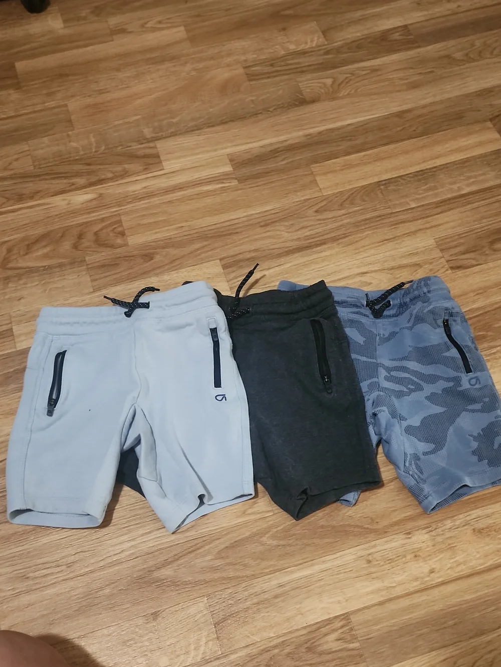 Gap Fit Casual Zip Pocket Boys' Shorts Trio - Light Gray, Charcoal, Blue Camo